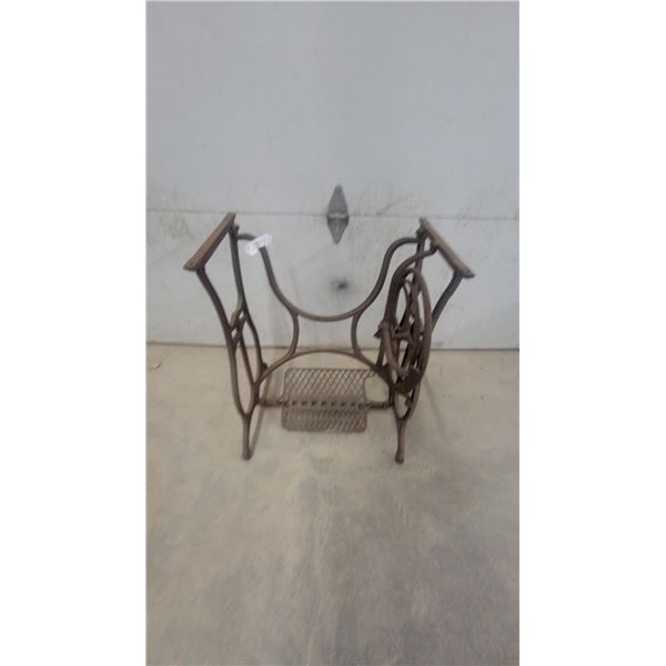 Antique Cast Iron Singer Treadle Sewing Machine Base with Flywheel and Foot Pedal