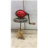 Image 10 : Antique Hand-Cranked Cylindrical Metal Butter Churn With Geared Cast-Iron Crank Mechanism