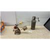 Image 1 : Antique Hand-Cranked Cylindrical Metal Butter Churn With Geared Cast-Iron Crank Mechanism