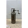 Image 2 : Antique Hand-Cranked Cylindrical Metal Butter Churn With Geared Cast-Iron Crank Mechanism