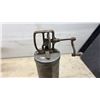 Image 3 : Antique Hand-Cranked Cylindrical Metal Butter Churn With Geared Cast-Iron Crank Mechanism