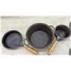 Image 2 : Cast Iron Cookware: 4 Qt. Dutch Oven, 8” Skillet, Saucepan, and 3 Lids