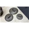 Image 5 : Cast Iron Cookware: 4 Qt. Dutch Oven, 8” Skillet, Saucepan, and 3 Lids
