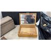 Image 3 : Vintage Wooden Boxes and Shoe Shine Kit with Brush, Mirror, and Mills Orchards Crate