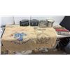 Image 1 : Two Coffee Bean Sacks, Two Metal Lunch Boxes, and Two Aluminum Buckets