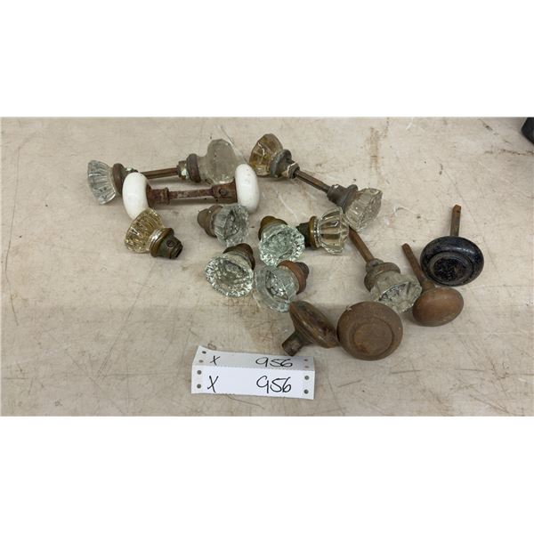 Assortment of Antique Glass, Ceramic, and Metal Doorknobs