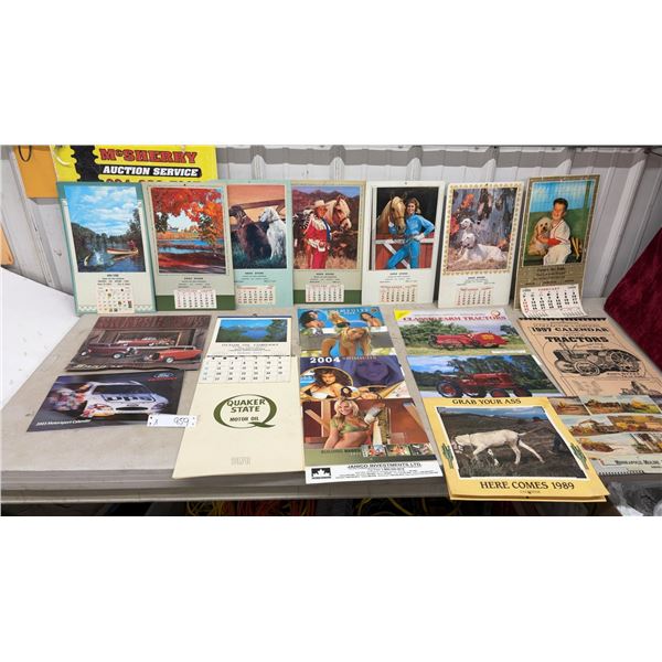 Vintage Advertising Calendars Including Akra Store, Classic Farm Tractors, Swimsuits