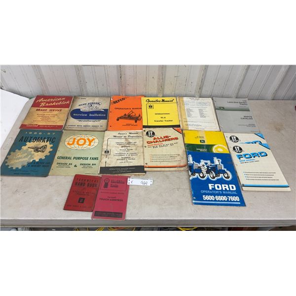 Vintage Tractor and Implement Manuals Including Ford, John Deere, Allis-Chalmers, International