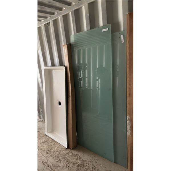 Shower Pan and 2 Glass Shower Panels