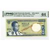 Image 1 : Congo Democratic Republic. Banque Nationale du Congo, 1964, Specimen Banknote.