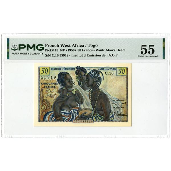 French West Africa. Institut d'Emission de l'A.O.F., ND (1956), Issued Banknote.