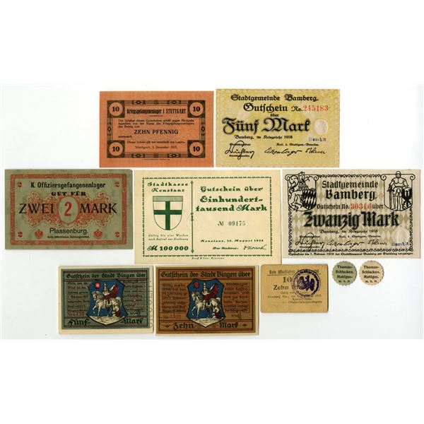 Germany & Poland. World War I POW Camp & Municipal Notgeld Collection, 1917 to 1923.