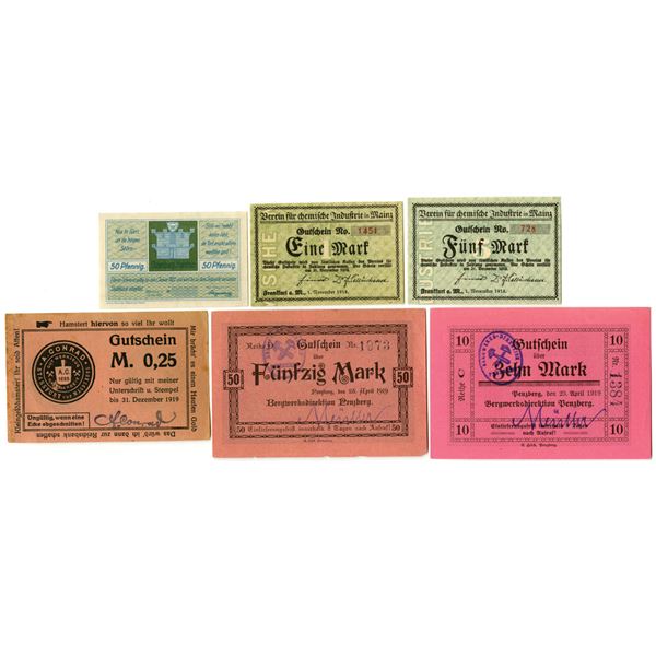 German Notgeld and Industrial Scrip Assortment, 1918 to 1920