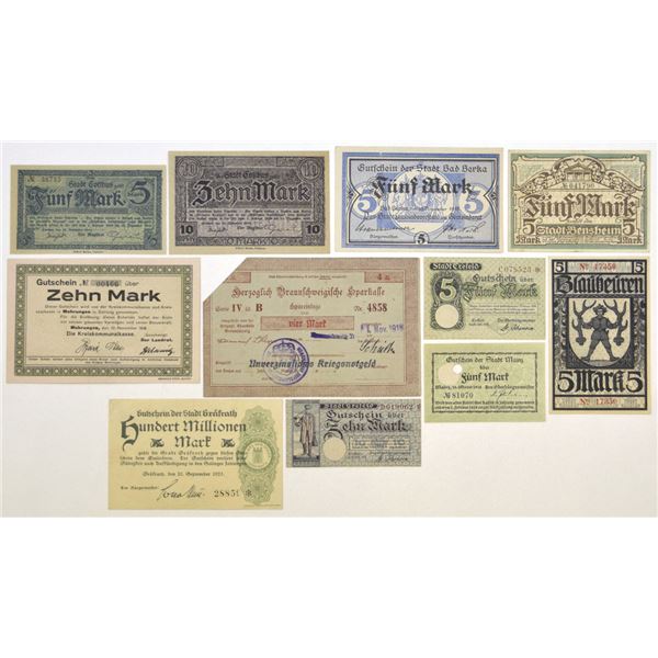 Germany. Hyperinflation & WWI Municipal Notgeld Collection, 1918 to 1923.