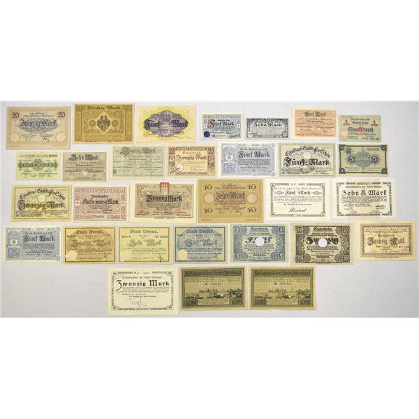 Germany. Municipal, District & Savings Bank Notgeld Collection, 1918 to 1919.