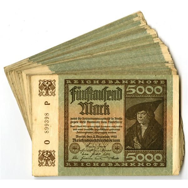 Germany. Reichsbanknote, 1922, Issued Banknote Assortment.