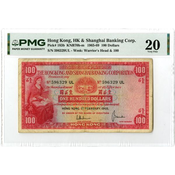 Hong Kong. HongKong and Shanghai Banking Corp., 1965, Issued Banknote.