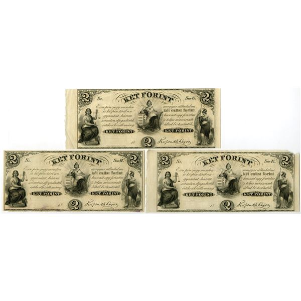 Hungary. Finance Ministry, ND (1852), Remainder Banknote Trio