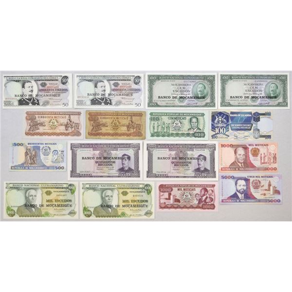 Mozambique. Banco de Mocambique, 1976 to 1994, Issued Banknote Assortment.