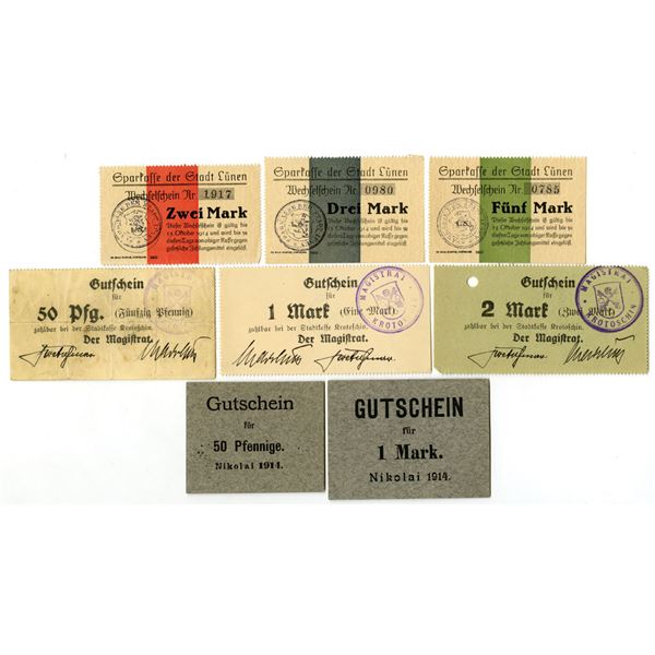 Germany & Poland. Lünen, Krotoschin, & Nikolai, 1914, Notgeld Assortment.