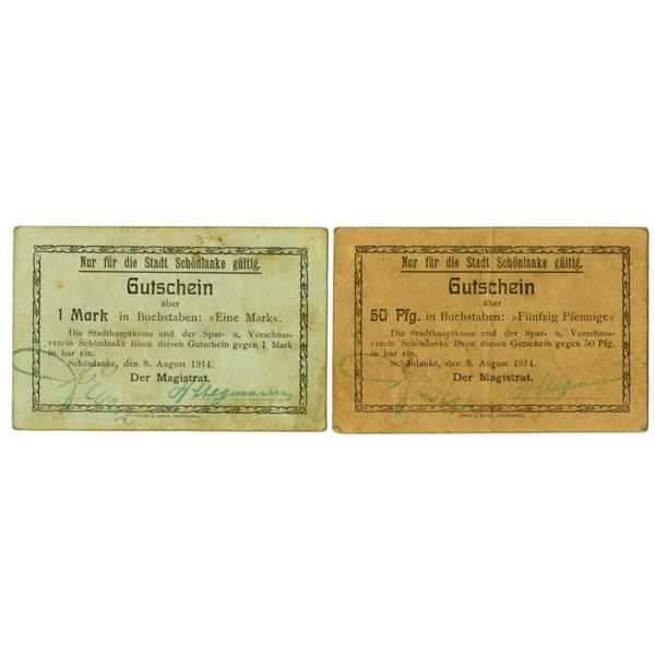 Germany & Poland. Municipal Treasury and Savings & Loan Association of Schönlanke, 1914, Issued Notg