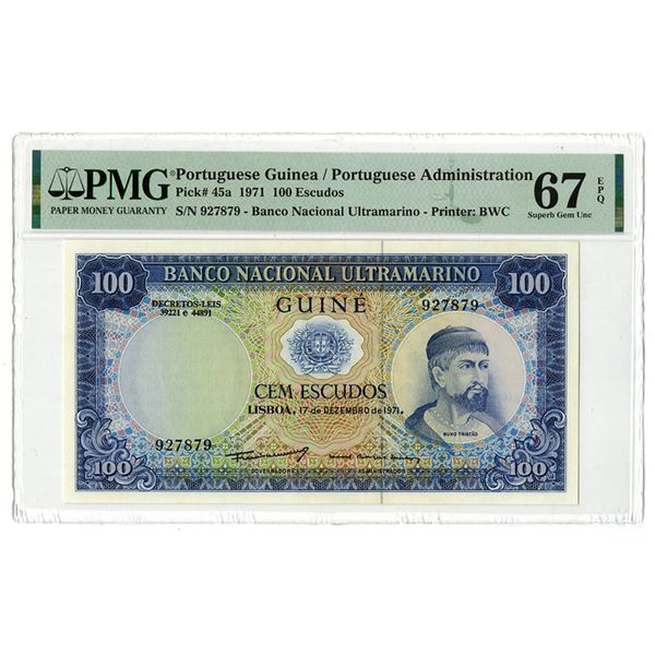 Portuguese Guinea. Banco Nacional  Ultramarino, 1971, Issued Banknote.