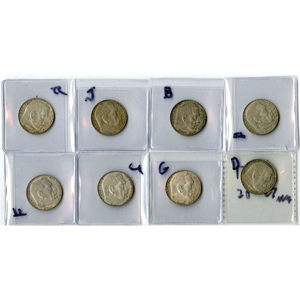Germany. German Third Reich, 1939, 2 Reichsmark Silver Coins.