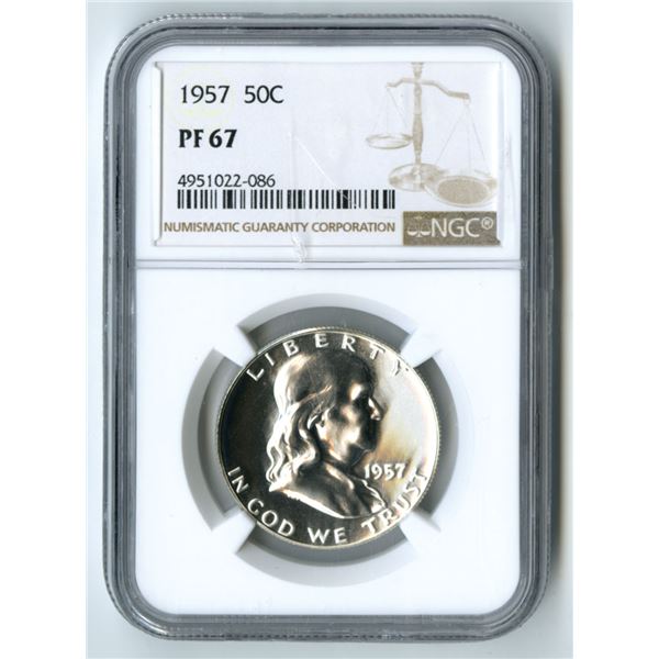 U.S., Franklin Half Dollar, 1957, 50C, NGC PF 67
