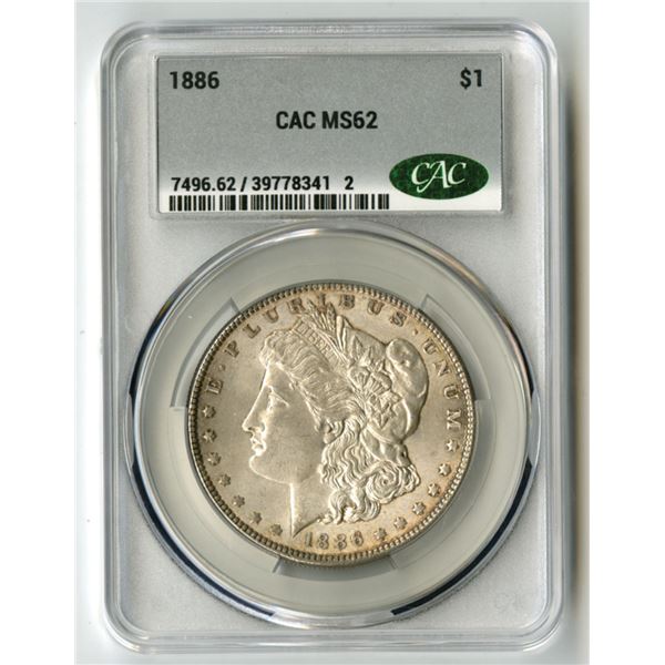 U.S., Morgan Silver Dollar, 1886, $1, CAC graded MS 62