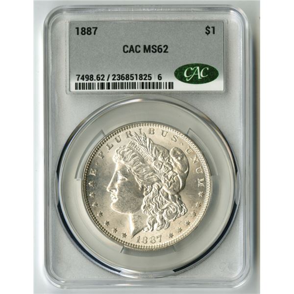U.S., Morgan Silver Dollar, 1887, $1, CAC graded MS 62