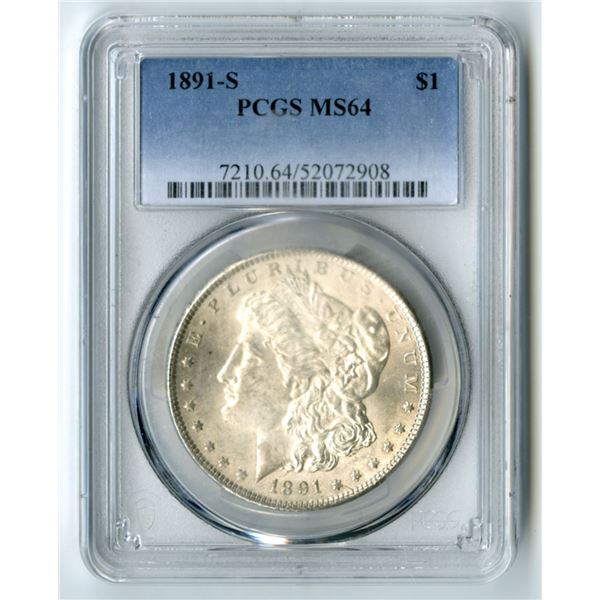 U.S., Morgan Silver Dollar, 1891-S, $1, PCGS MS 64