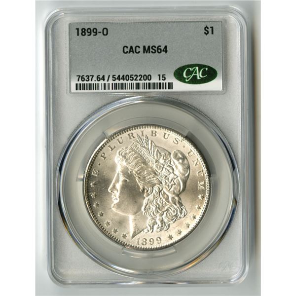 U.S., Morgan Silver Dollar, 1899-O, $1, CAC graded MS 64