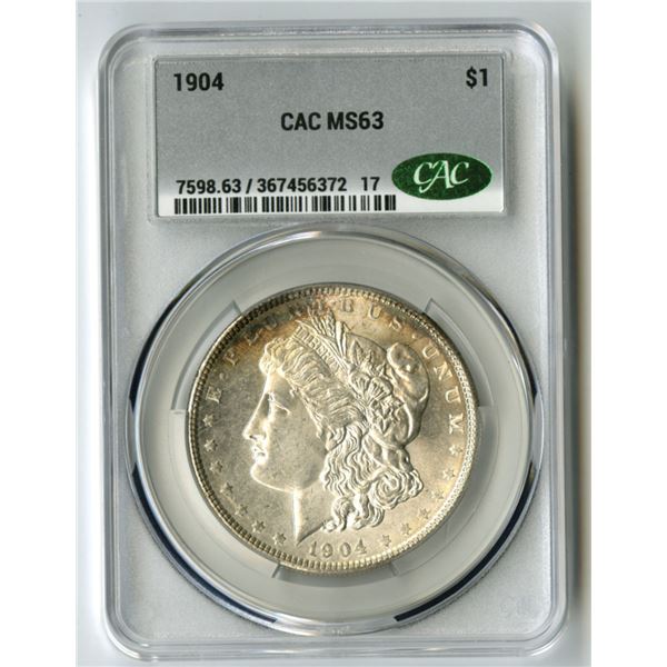 U.S., Morgan Silver Dollar, 1904, $1, CAC graded MS 63
