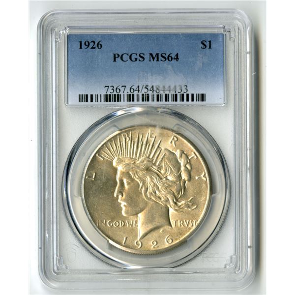 U.S., Peace Dollar, 1926, $1, PCGS MS 64