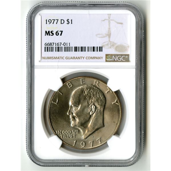 U.S., Eisenhower Dollar, 1977-D, $1, NGC MS 67