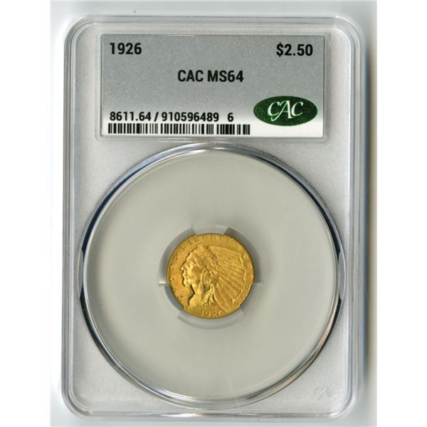 U.S., Indian Head Quarter Eagle, 1926, $2.50 Gold, CAC MS 64