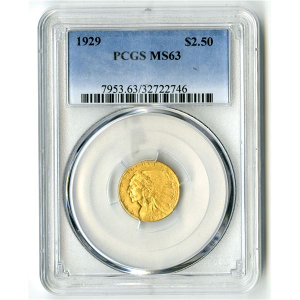 U.S., Indian Head Quarter Eagle, 1929, $2.50 Gold, PCGS MS 63