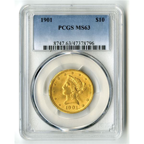 U.S., Liberty Head Eagle, 1901, $10 Gold, PCGS MS 63