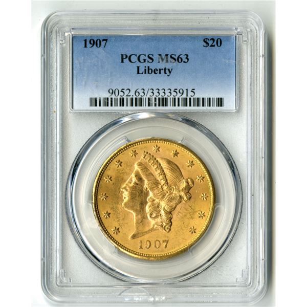 U.S., Liberty Head Double Eagle, 1907, $20 Gold, PCGS MS 63