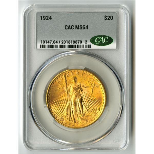 U.S., Saint-Gaudens Double Eagle, 1924, $20 Gold, CAC MS 64