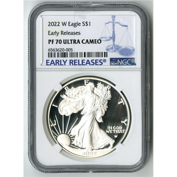 U.S., American Silver Eagle, 2022-W, $1, NGC PF 70 Ultra Cameo, Early Releases