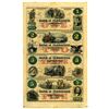 Image 1 : NB. Bank of Florence, ND (1850-1860s), Uncut Sheet of 4 Hand Colored Obsolete Banknotes.