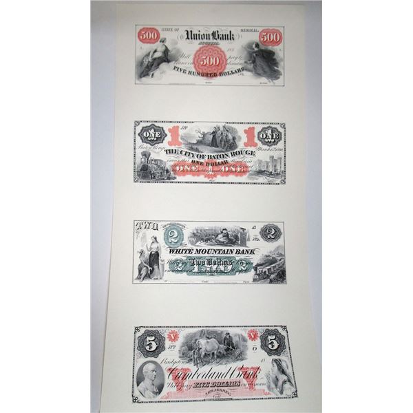 NY. ABNC Commemorative Uncut Obsolete Banknote Sheet of 4 Notes, 1994.