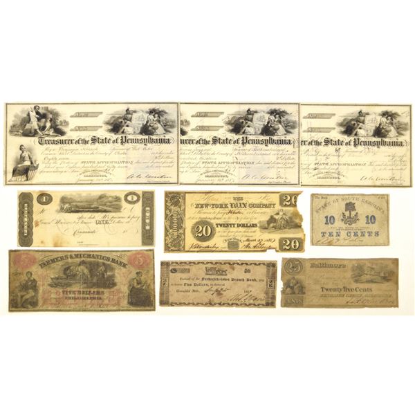 U.S.  Obsolete Banknotes & PA School Warrants, 1837 to 1863