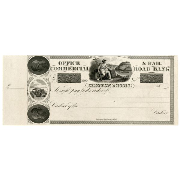 MS. Commercial and Rail Road Bank of Clinton, ca.1930s, Proof Check.