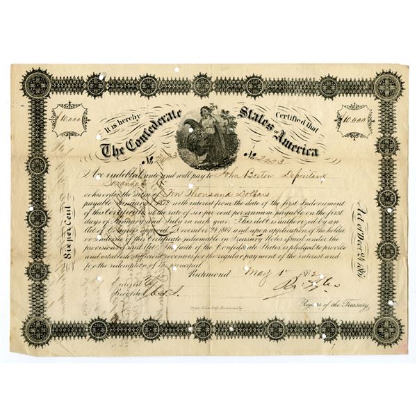 VA. C.S.A., 1862, $10,000 Registered Bond, Act of December 24, 1861.
