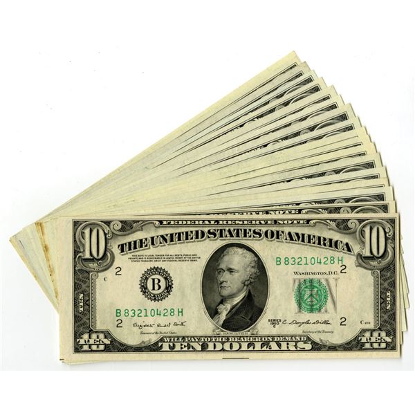 U.S., F.R.N., $10, Series 1950 to Series 1988A, Issued Banknotes.