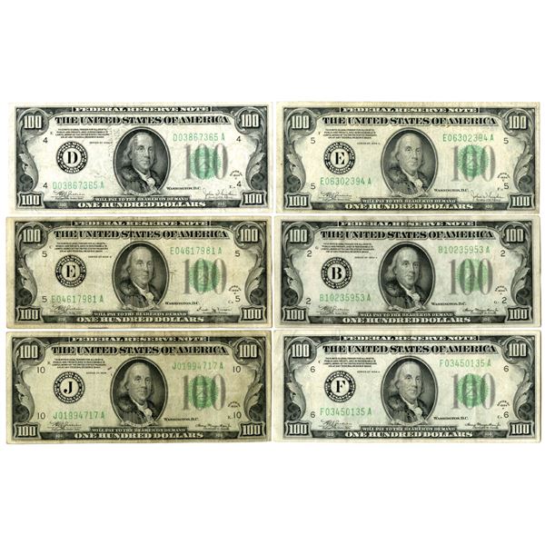 U.S., F.R.N., $100, Series of 1934 to Series of 1934C, Issued Banknote Assortment.
