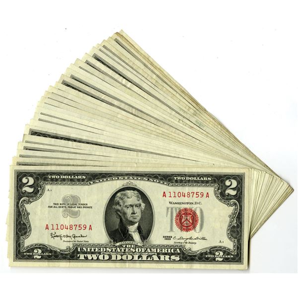 U.S. Legal Tender Note, $2, Series 1963 and Series 1963A, Issued Banknote Assortment.
