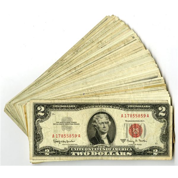 U.S. Legal Tender Note, $2, Series 1963 and Series 1963A, Issued Banknote Assortment.